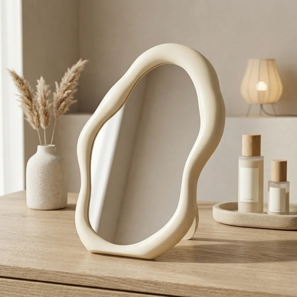 Small Standing Japandi Mirror with Organic Shape — a piece designed for serenity