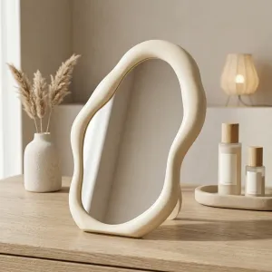 Small Standing Japandi Mirror with Organic Shape — view 2