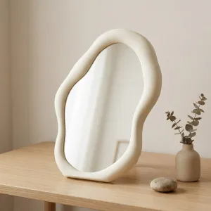 Small Standing Japandi Mirror with Organic Shape — view 4