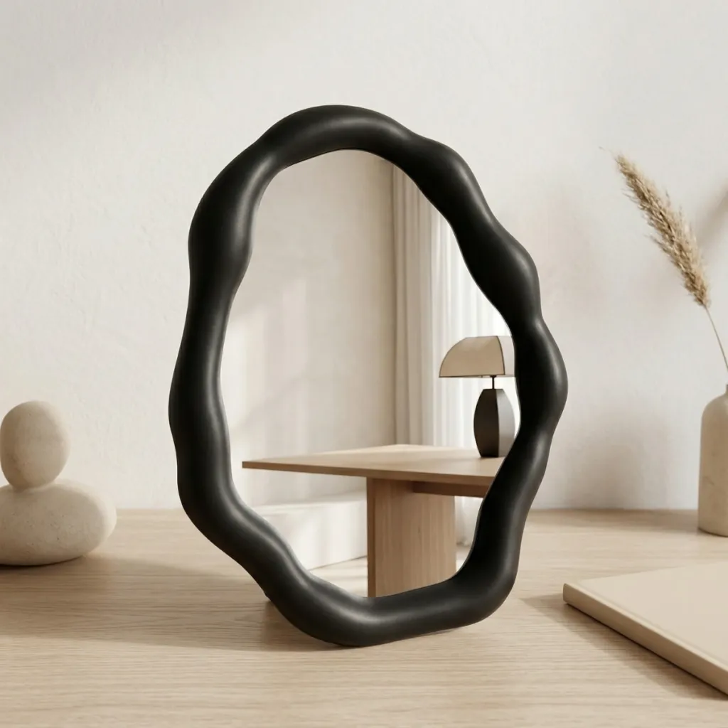 Small Wabi-Sabi Japandi Mirror with Organic Shape