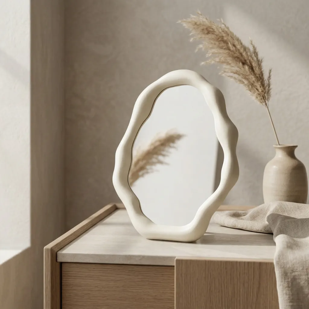 Small Wabi-Sabi Japandi Mirror with Organic Shape — a piece designed for serenity
