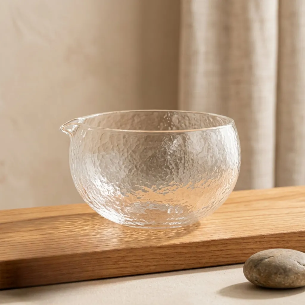 Textured Glass Japanese Matcha Bowl with Bamboo Whisk — where minimalism meets durability