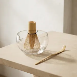 Textured Glass Japanese Matcha Bowl with Bamboo Whisk — view 4