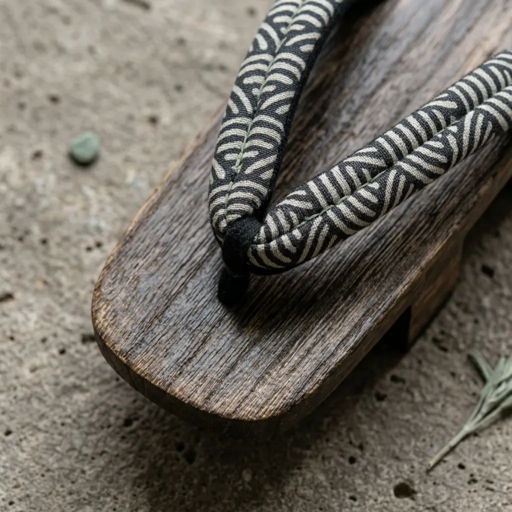 Traditional Geta Sandals with Seigaiha Wave Straps — a piece designed for serenity