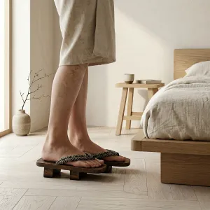 Traditional Geta Sandals with Seigaiha Wave Straps — view 4