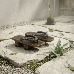 Traditional Geta Sandals with Seigaiha Wave Straps — view 5