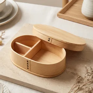 Traditional Japanese Bento Box in Natural Wood — view 1