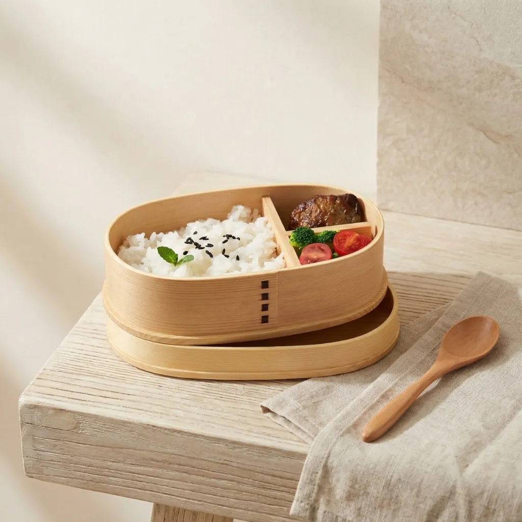 Traditional Japanese Bento Box in Natural Wood — a piece designed for serenity