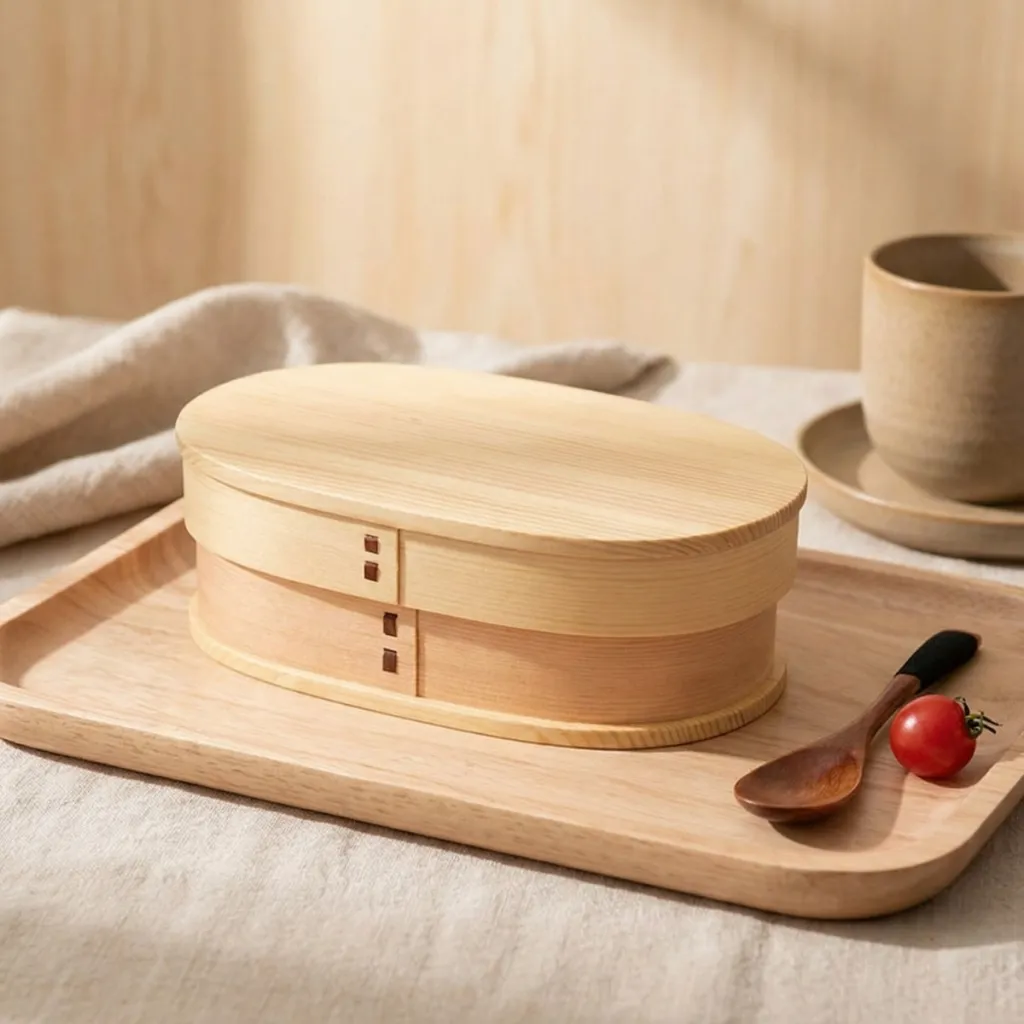 Traditional Japanese Bento Box in Natural Wood — flexible, beautiful styling