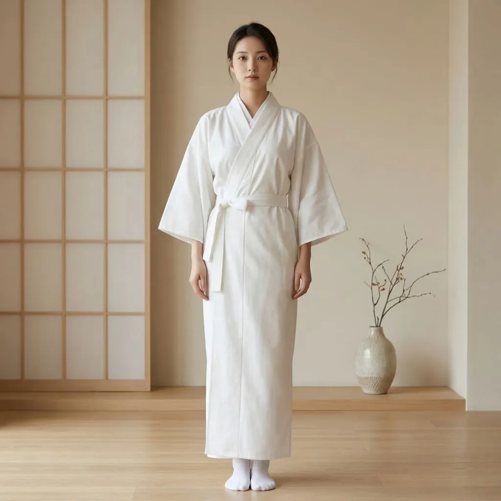 Traditional Japanese-Style White Kimono for Women