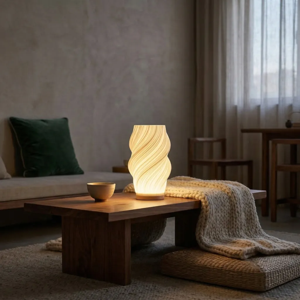 Twisted Japandi Table Lamp with Soft Light — where minimalism meets durability
