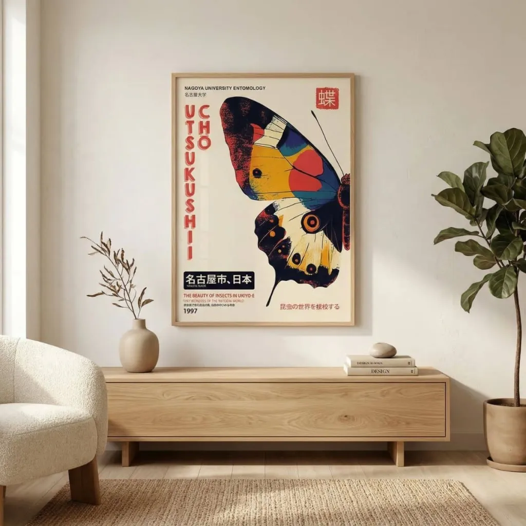 Vintage Butterfly Japandi Wall Art Print — where minimalism meets durability