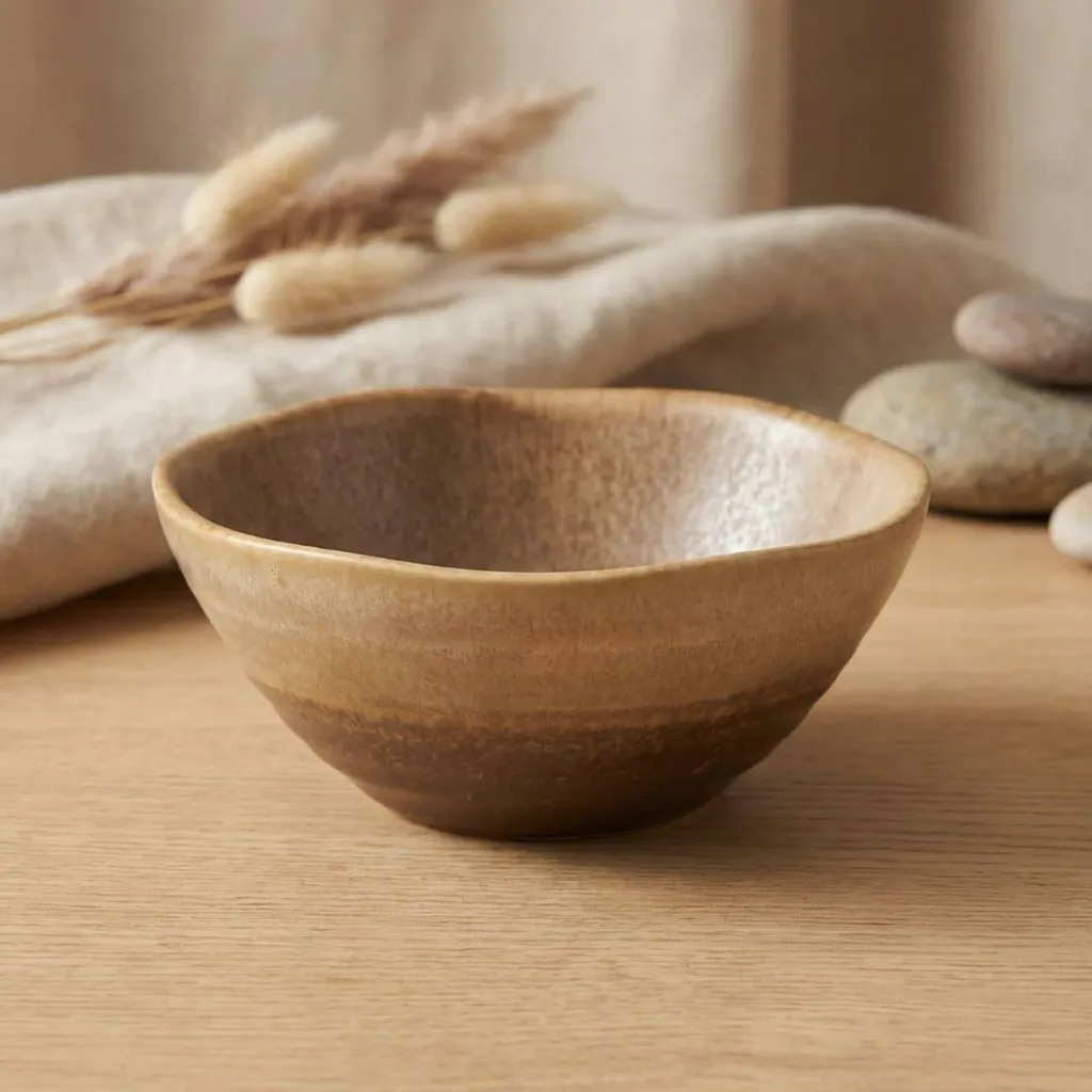 Wabi-Sabi Japanese Ceramic Bowl in Natural Tone