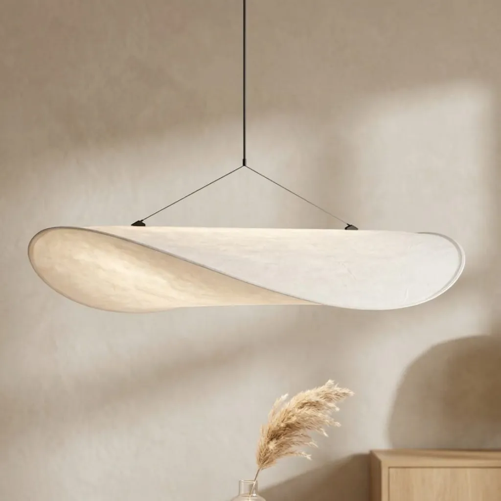 White Japandi Chandelier, Zen Minimalist Style
