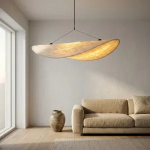 White Japandi Chandelier, Zen Minimalist Style — view 3