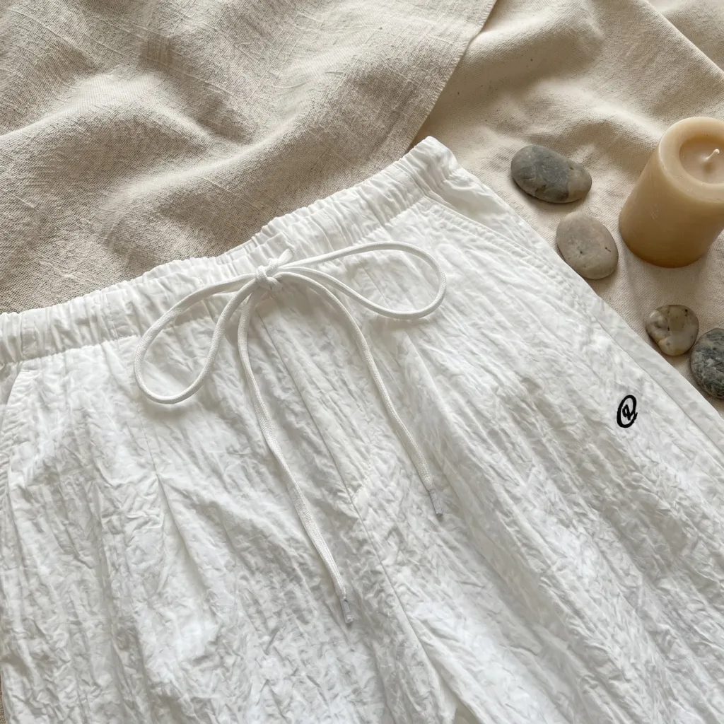 White Minimalist Y2K Parachute Pants — a piece designed for serenity