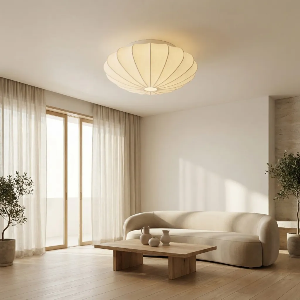 White Silk Japandi Ceiling Light for Living Room and Bedroom — a piece designed for serenity