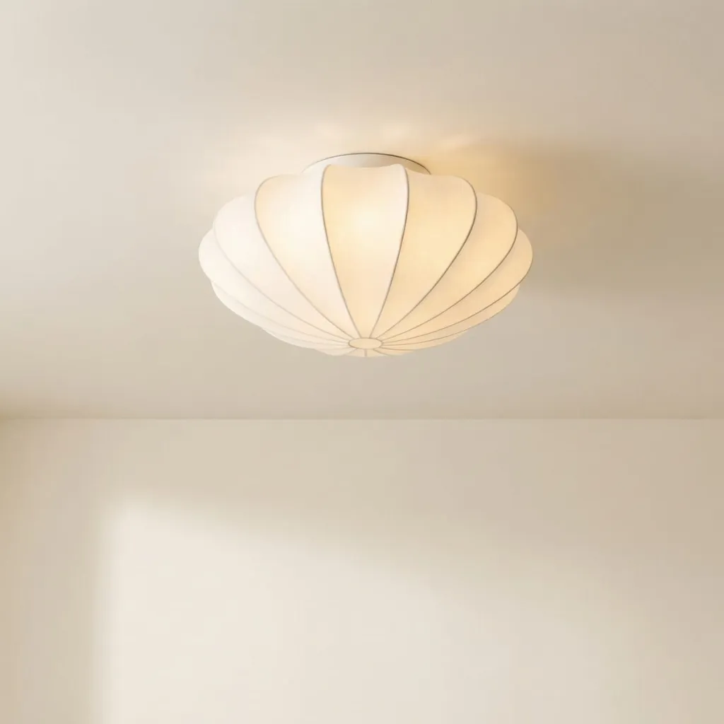 White Silk Japandi Ceiling Light for Living Room and Bedroom — where minimalism meets durability