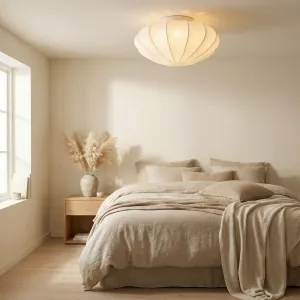 White Silk Japandi Ceiling Light for Living Room and Bedroom — view 4
