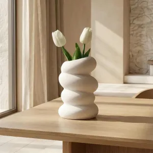White Spiral Japandi Vase in Plastic — view 1