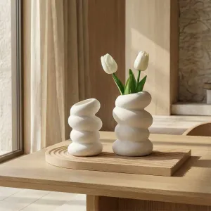 White Spiral Japandi Vase in Plastic — view 2
