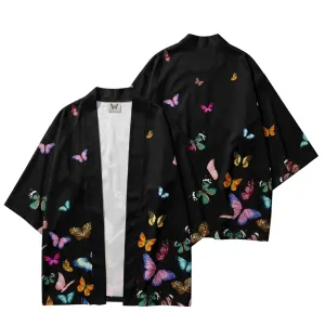Women's Black Butterfly-Print Haori Jacket — view 4