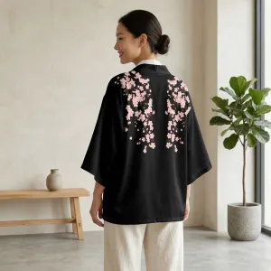 Women's Black Floral-Print Haori Jacket — view 2
