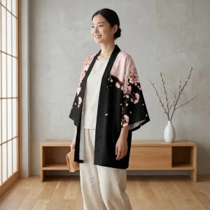 Women's Black Sakura Haori Jacket — view 3