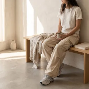 Women's Cargo Parachute Pants with Drawstrings — view 4