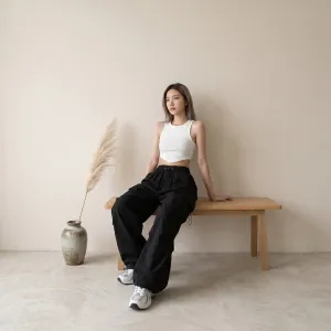 Women's Cargo Parachute Pants with Drawstrings — view 6