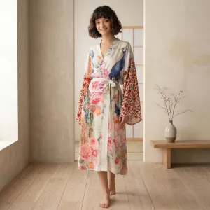 Women's Flowy Floral Peacock-Print Kimono — view 1