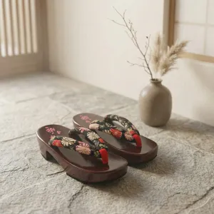 Women's Geta Sandals with Kiku Chrysanthemum Motif — view 3