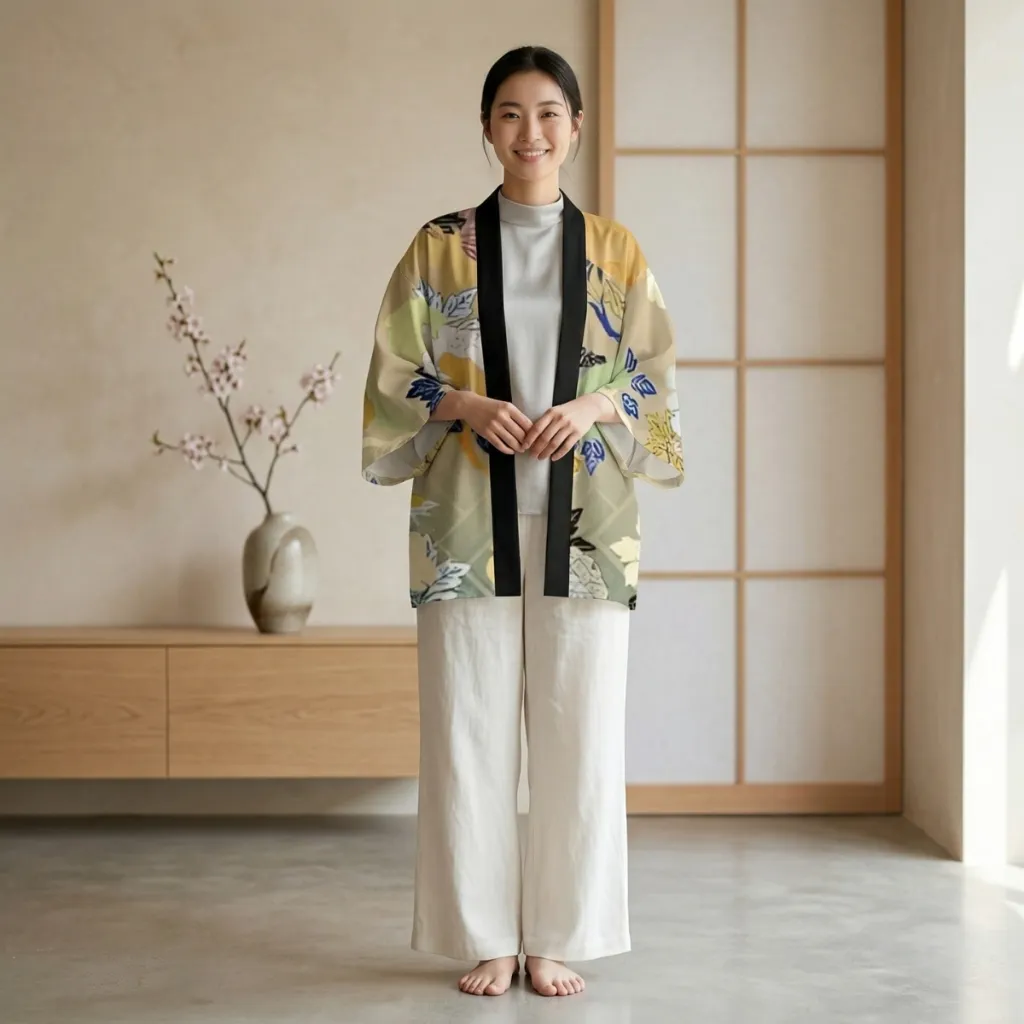 Women's Haori Jacket with Botanical Print — where minimalism meets durability