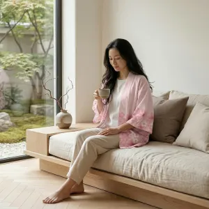 Women's Japanese Jacket with Cherry Blossom Print — view 2