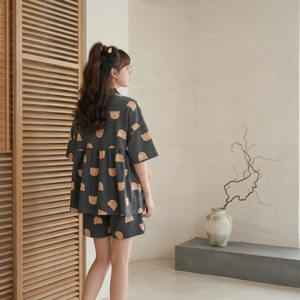 Kawaii Japanese Pajama Set with Shorts for Women — flexible, beautiful styling