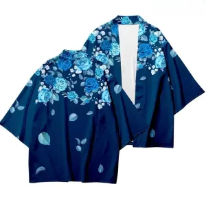 Women's Navy Blue Floral-Print Haori Jacket — view 4