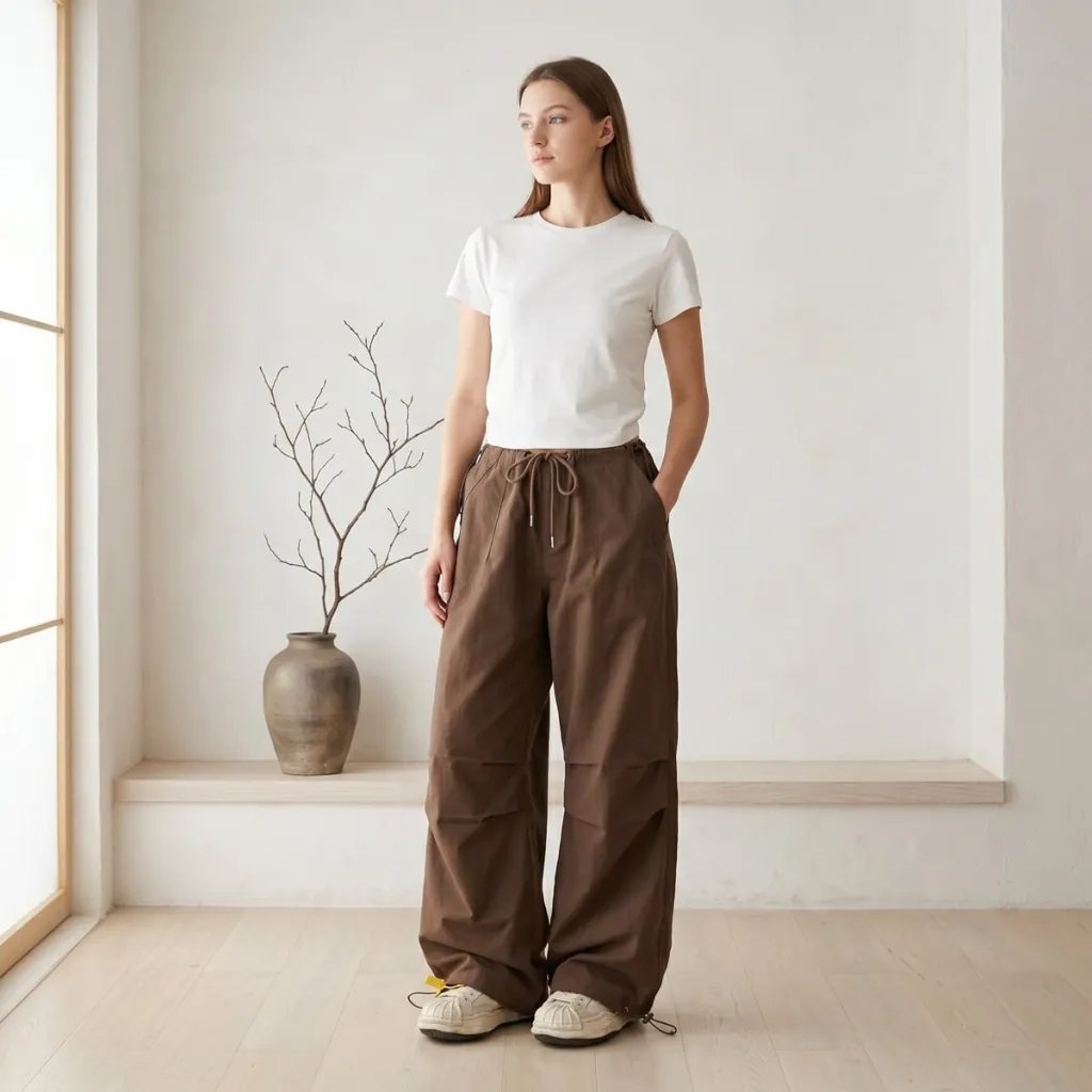 Women's Parachute Pants with Adjustable Drawstring