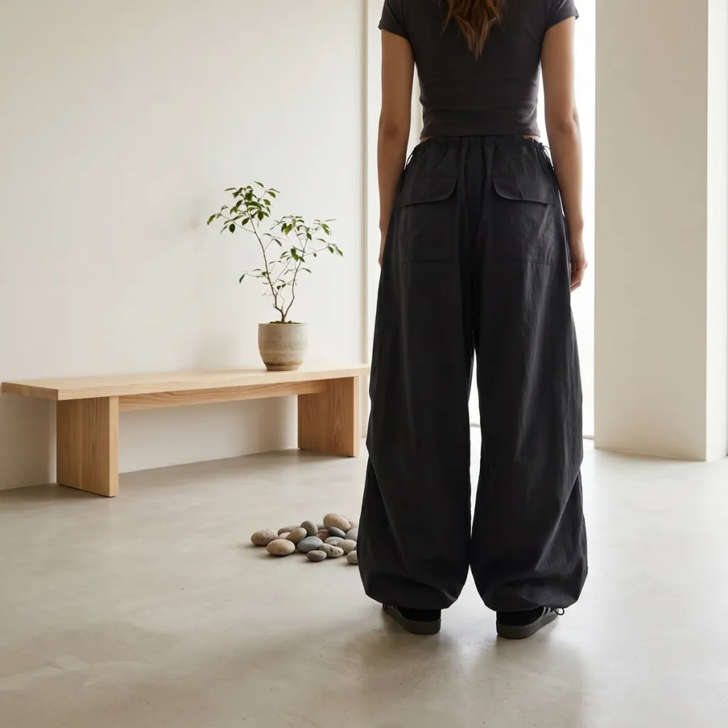 Women's Parachute Pants with Adjustable Drawstring — a piece designed for serenity
