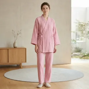 Women's Pink Cotton Gauze Jinbei — view 1