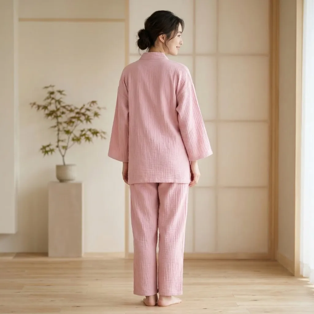 Women's Pink Cotton Gauze Jinbei — a piece designed for serenity