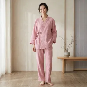Women's Pink Cotton Gauze Jinbei — view 3