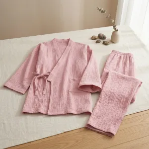 Women's Pink Cotton Gauze Jinbei — view 4