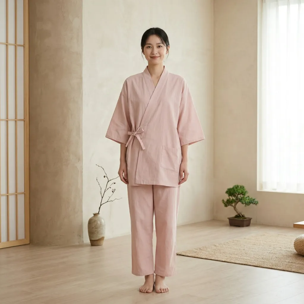 Women's Powder Pink Cotton Jinbei