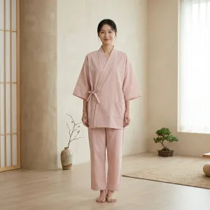 Women's Powder Pink Cotton Jinbei — view 1