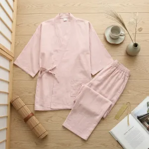 Women's Powder Pink Cotton Jinbei — view 3