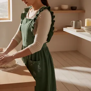 Women's Ruffled Linen Japanese Apron — view 2