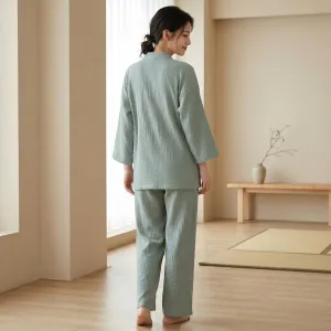 Women's Sage Green Cotton Gauze Jinbei — view 2