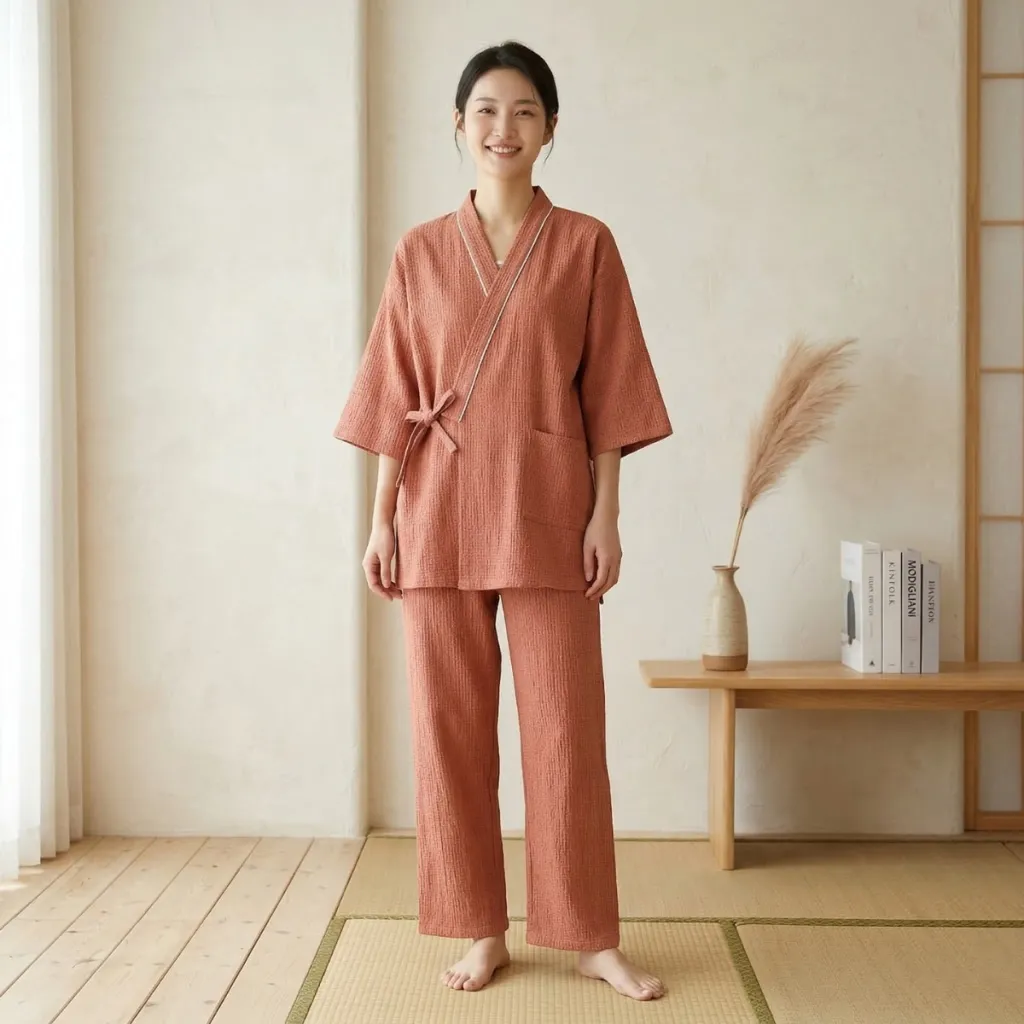 Women's Terracotta Cotton Jinbei