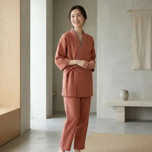 Women's Terracotta Cotton Jinbei — view 2