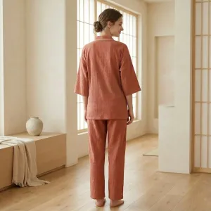 Women's Terracotta Cotton Jinbei — view 3